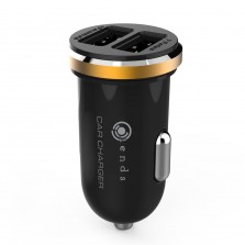 Dual Port USB Car Charger with Micro USB Cable