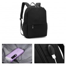 Business Travel 15.6 Inch Laptop Slim Backpack with USB Port, Black